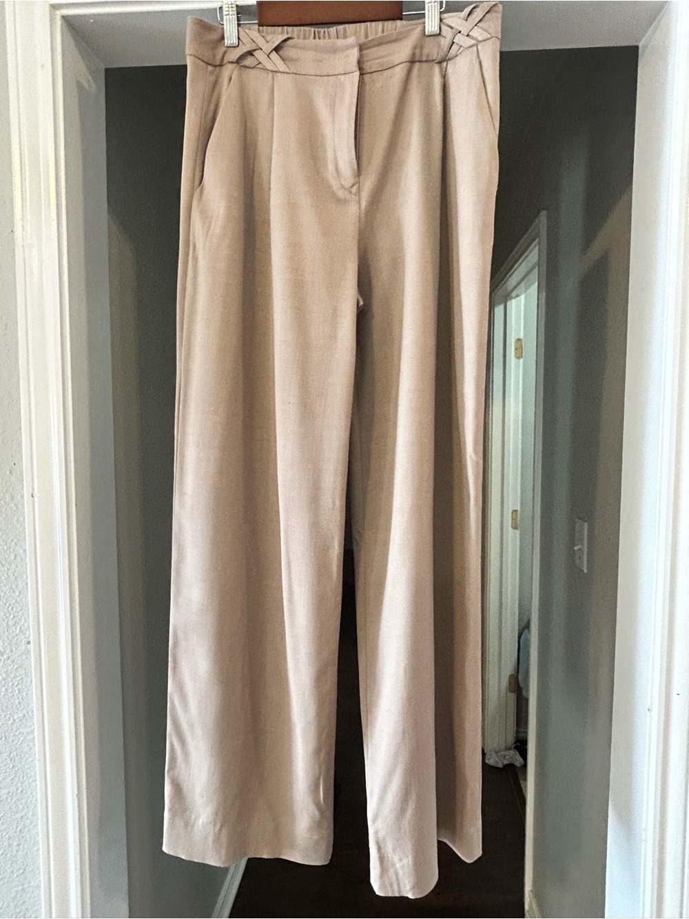 Mother of Pearl Beige Wide-Leg High-Rise Trousers